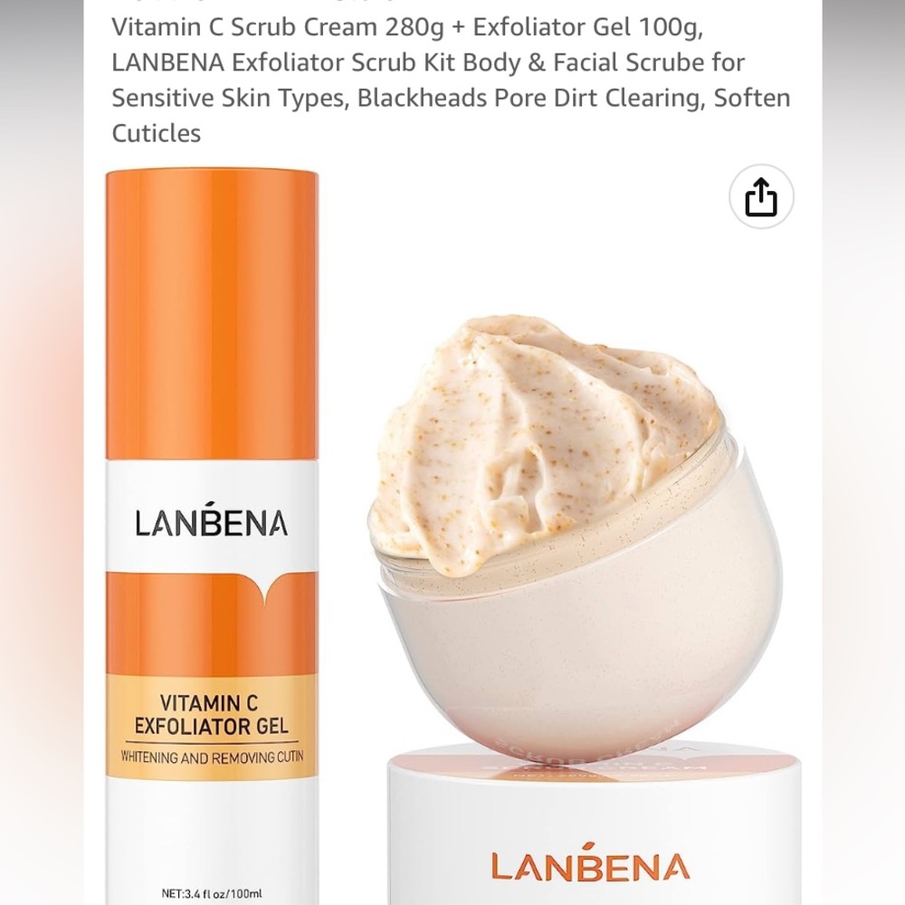 NIB LANBENA Vitamin C Scrub Cream and Vitamin C Exfoliator Gel